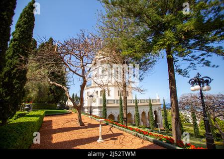 Jardins bahá'í Haifa - balcon (place Sainte bahá'íe) Banque D'Images