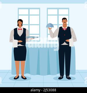 couple des employés du restaurant Illustration de Vecteur