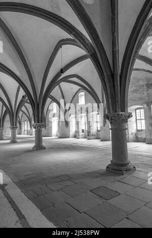 Eberbach, Allemagne - 29 décembre 2018 : dortoir de moines au monastère d'Eberbach en Allemagne. Banque D'Images