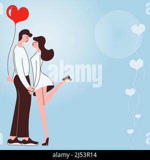 Couple charmant tenant les mains prêtes à baiser montre l'harmonie entre les paires. Homme portant le présent embrassant femme embrassant représente romantique duo passionné Illustration de Vecteur