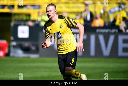 Bundesliga, signal Iduna Park Dortmund: Borussia Dortmund vs VfL Wolfsburg; Erling Haaland Banque D'Images