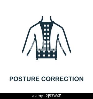 Icône correction de posture. Icône de correction de posture simple monochrome pour modèles, conception Web et infographies Illustration de Vecteur