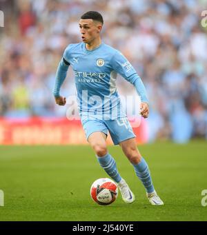 16 avril 2022 - Manchester City / Liverpool - Emirates FA Cup - demi-finale - Wembley Stadium Phil Foden pendant la demi-finale de la FA Cup contre Liverpoo Banque D'Images