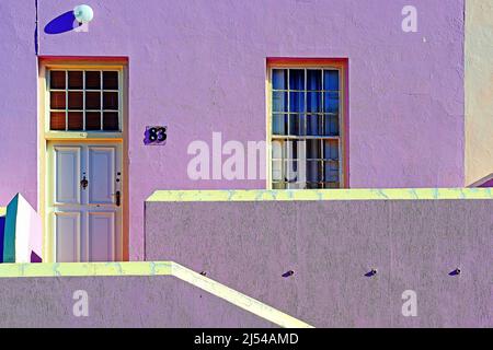 Maisons colorées du quartier malais Bo Kaap, Afrique du Sud, Capetown Banque D'Images