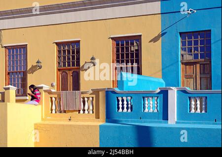 Maisons colorées du quartier malais Bo Kaap, Afrique du Sud, Capetown Banque D'Images