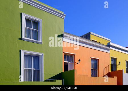 Maisons colorées du quartier malais Bo Kaap, Afrique du Sud, Capetown Banque D'Images