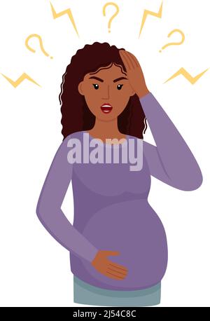 Femme stressée. Femme enceinte en stress, mauvaise humeur, dépression, panique, illustration vectorielle Illustration de Vecteur