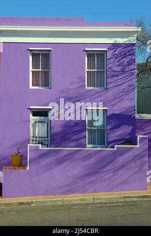 Maisons colorées du quartier malais Bo Kaap, Afrique du Sud, Capetown Banque D'Images