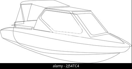 silhouette de bateau une seule ligne, dessin de ligne continue, isolée sur une illustration vectorielle d'arrière-plan blanche. Illustration de Vecteur