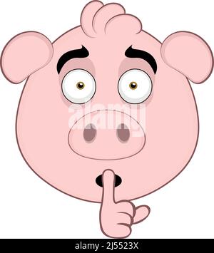 Illustration vectorielle de l'émoticône du visage d'un cochon de bande dessinée demandant le silence Illustration de Vecteur
