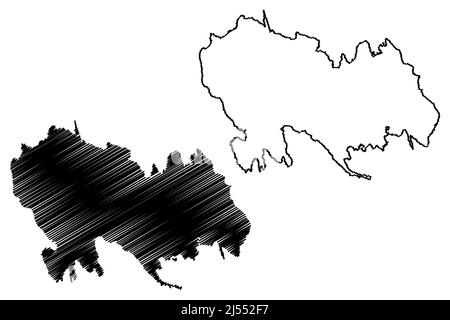 Île de Vormsi (République d'Estonie, archipel de l'Estonie de l'Ouest) carte illustration vectorielle, scribble sketch carte Ormso Illustration de Vecteur