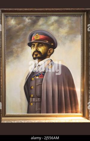 Peinture représentant l'empereur Haile Sellassie (1892-1975), Musée national d'Addis-Abeba, Éthiopie Gemälde von Kaiser Haile Selassie (1892-1975), Addis Banque D'Images