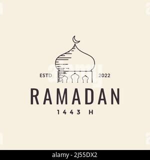 ligne hipster dôme mosquée ramadan logo design vecteur graphique symbole icône illustration idée créative Illustration de Vecteur