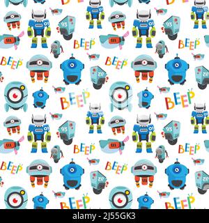 Motif de répétition du robot sur fond blanc pour l'élément de conception de thème robotique. Banque D'Images