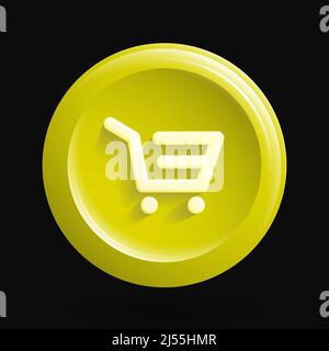 Icône shopping. Bouton rond jaune. Illustration vectorielle Illustration de Vecteur