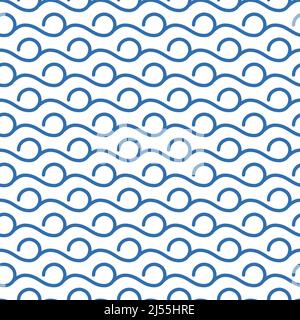 Motif vagues d'eau bouclés. Déco ligne sans couture Illustration de Vecteur