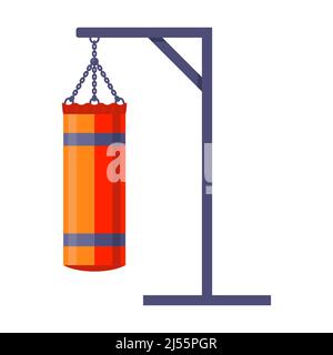 sac de poinçonnage suspendu dans la salle de gym. équipement pour les mâles d'entraînement. illustration vectorielle plate. Illustration de Vecteur