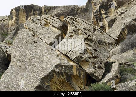 Rochers, Réserve historique et culturelle de l'État du Gobustan, Azerbaïdjan, Azərbaycan, Asie, site du patrimoine mondial de l'UNESCO Banque D'Images