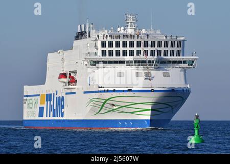 Nouvel appel de TT-Lines NILS HOLGERSSON au port de Lübeck-Travemünde Banque D'Images