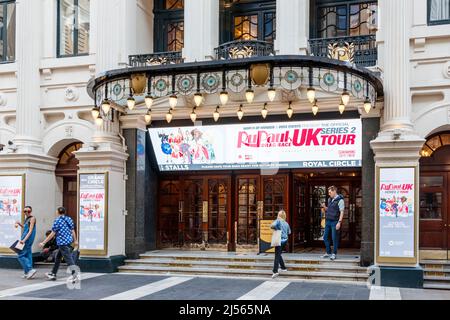 Rue Paul's Drag Race au London Palladium, un théâtre de Grade II West End situé sur Argyll Street, Londres, Royaume-Uni Banque D'Images