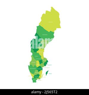 Suède - carte administrative des comtés Illustration de Vecteur