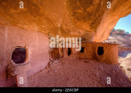 Cliff Dwellings dans le complexe Moon House Ruin sur Cedar Mesa, monument national Bears Ears, Utah. Le complexe Moon House Ruin est un groupe d'un ancien Banque D'Images