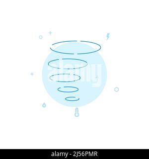 Tourbillon, cyclone, icône de vecteur en spirale de tornade. Illustration plate. Style de ligne pleine. Conception monochrome bleue. Contour modifiable. Régler l'épaisseur de ligne. Illustration de Vecteur