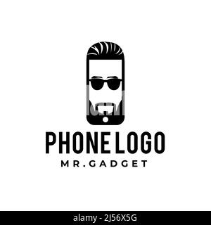 Monsieur porte-logo téléphone modèle de logo téléphone Geek Illustration de Vecteur