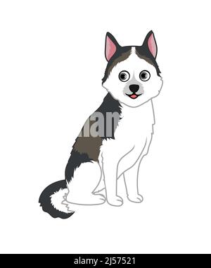 Vecteur d'illustre husky sibérien sur fond blanc Illustration de Vecteur