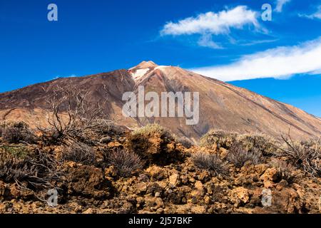 Randonnée pédestre en février autour des roques de Garcia au pied du volcan du mont Teide parc national des îles Canaries de Ténérife. Banque D'Images