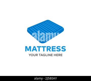 Motif confortable logo de lit de matelas. Trois matelas de lit sur le dessus, confortable matelas orthopédique de conception et d'illustration. Illustration de Vecteur