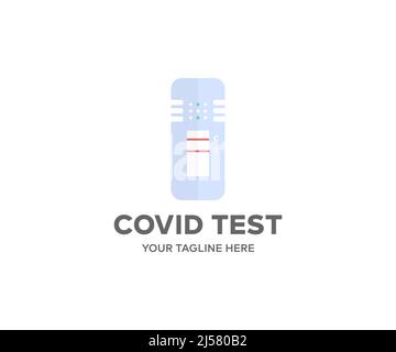 Conception du logo de la médecine, de la quarantaine et de la pandémie. Résultat positif pour la COVID-19 avec kit de test pour la conception du vecteur de la maladie virale COVID-19 2019-nCoV. Illustration de Vecteur