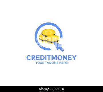 Logo Money Online. Crédit d'argent, paiement. Achats en ligne et conception et illustration de vecteur d'argent numérique. Illustration de Vecteur