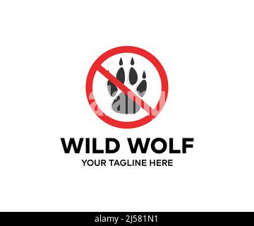 Danger, logo Wild Wolf. WOLF paw a isolé des objets de conception et d'illustration de vecteur. Illustration de Vecteur