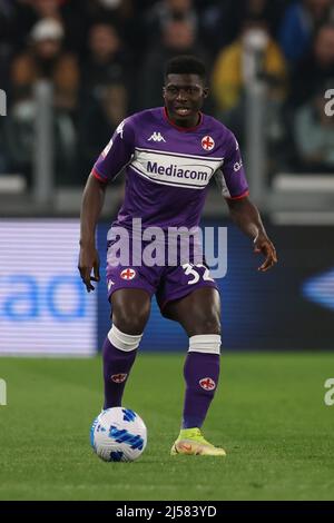 Turin, Italie, le 20th avril 2022. Alfred Duncan de l'ACF Fiorentina lors du match de Coppa Italia au stade Allianz, à Turin. Le crédit photo devrait se lire: Jonathan Moscrop / Sportimage Banque D'Images