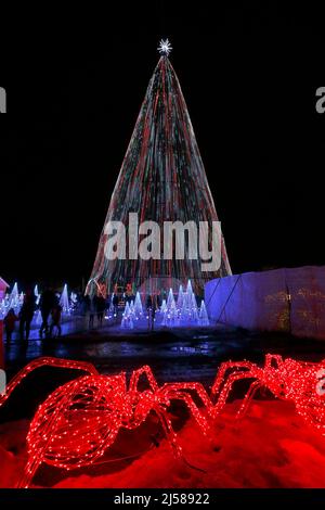 Grande structure avec 100000 ampoules à un spectacle multimédia de sons et de lumières, Laval, province de Québec, Canada Banque D'Images