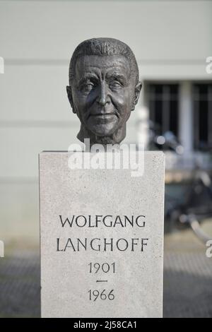 Monument Wolfgang Langhoff, Deutsches Theatre, Schumannstrasse, Mitte, Berlin, Allemagne Banque D'Images