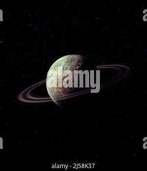 3D Saturne planète et anneaux pour l'exploration spatiale arrière-plans. 3D rendu Banque D'Images