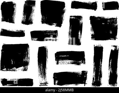 Collection abstraite de carrés et de lignes de grunge noirs Illustration de Vecteur