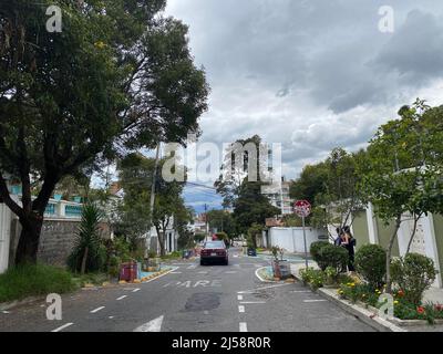 La région de la Floresta à Quito, qui a acquis une réputation d'être l'un des quartiers les plus envoûtant de toute ville d'Amérique du Sud. Banque D'Images