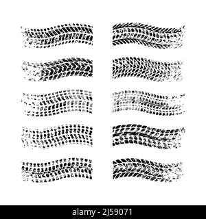 Les chenilles des pneus grince les coins ronds ensemble quatre Illustration de Vecteur