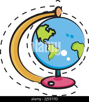 Esquisse isolée d'un globe terrestre alimentation scolaire Vector Illustration de Vecteur