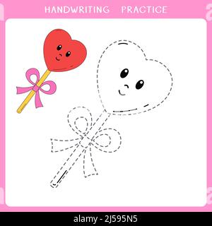 Joli Lollipop en forme de coeur pour le livre de coloriage Banque D'Images