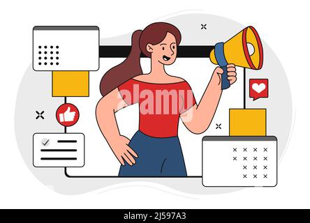 Woman with megaphone Illustration de Vecteur