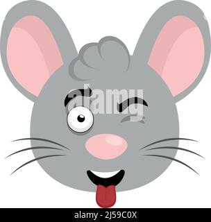 Illustration vectorielle d'un visage de souris de dessin animé qui se décolle de sa langue Illustration de Vecteur