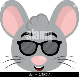 Illustration vectorielle du visage d'un rongeur de souris avec lunettes de soleil Illustration de Vecteur