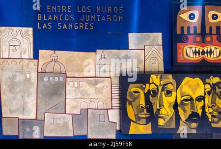 Murale de Oswaldo Guayasamín (Aeropuerto de Madrid-Barajas T4), terminal 4, aéroport de Madrid-Barajas, MAD, Espagne Banque D'Images