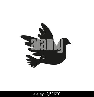 Une colombe volante. Silhouette de l'oiseau. Colombes sur fond blanc, silhouette colombe en vol. Oiseaux volants. Silhouette de l'oiseau volant. Vecteur Illus Illustration de Vecteur