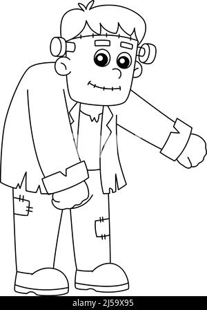Frankenstein Halloween coloriage page isolé Illustration de Vecteur