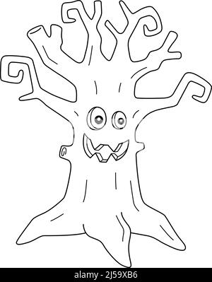 Page de coloriage d'Halloween effrayante isolée Illustration de Vecteur